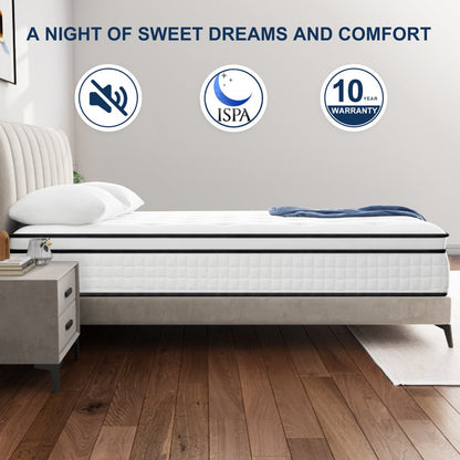 Queen Mattress, Molblly 12" Hybrid Mattress,Innerspring and Gel Memory Foam