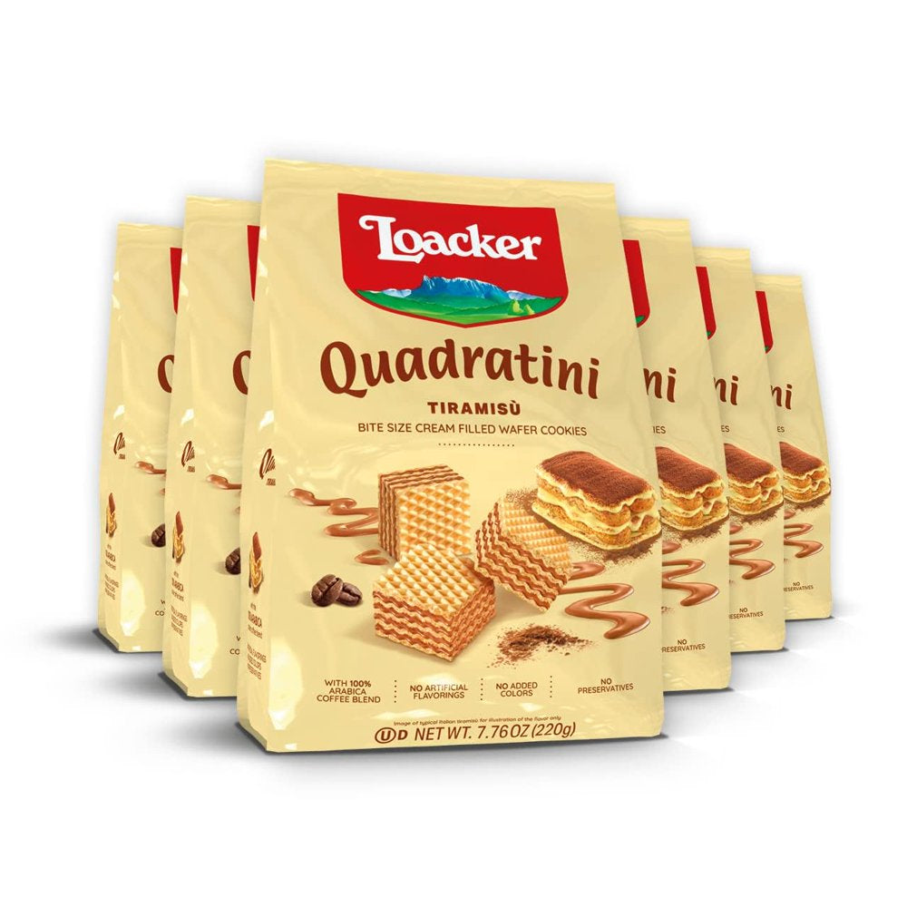 Quadratini Hazelnut, NON-GMO Bite-size Wafer Cookie, 8.82 oz, pack of 6