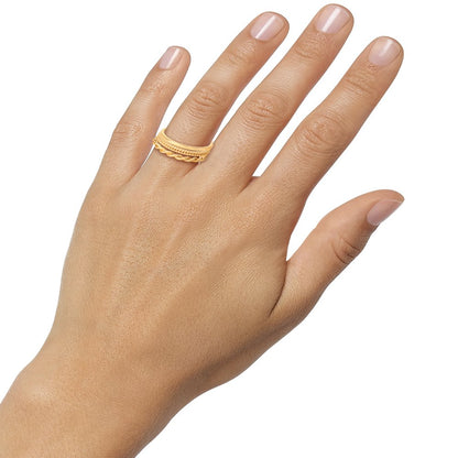  Women’s Gold Plated Sterling Silver 3 Piece Ring Set