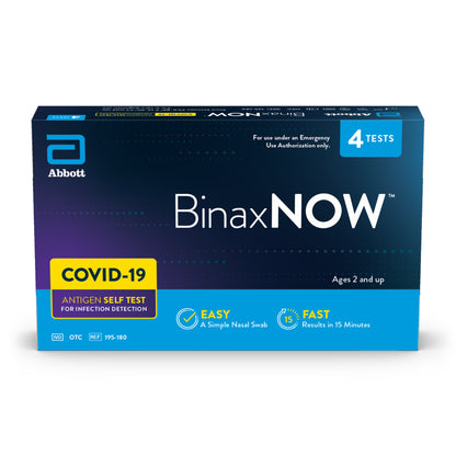 BinaxNOW COVID‐19 Antigen Self Test, 1 Pack, Double, 2-count, At Home COVID-19 Test, 2 Tests