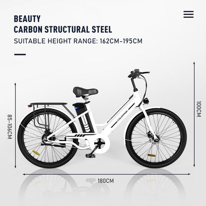 COLORWAY 26" Electric Bike for Woman, 36V 8.4AH Removable Battery E Bike, 500W Powerful Motor, Max.Speed 19.9MPH Electric Bicycle