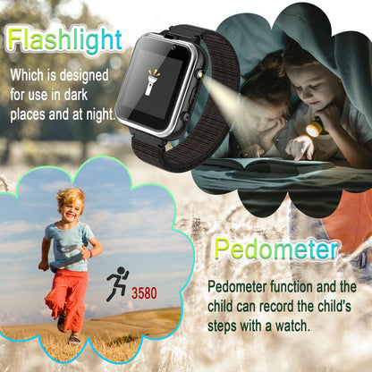 PTHTECHUS 1.54"Smart Watch for Boys Girls,Smartwatch for Kids with Dual Camera Games Pedometer Video MP3 Flashlights Calculator Alarm Clock Children Touch Screen Black