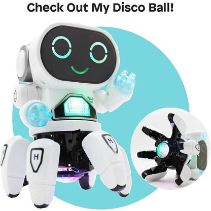 Robot Toys for Kids, Electronic Walking Dancing Robot Toy with Flashing Lights and Music, White