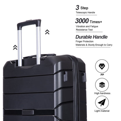 3 Piece Luggage Set Hardshell Lightweight Suitcase with TSA Lock Spinner Wheels 20In24In28In.(Black)