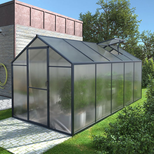 VEIKOUS 10' x 6' Walk-in Greenhouse for Patio w/ Aluminum Frame, Lockable Door and Window, Gray