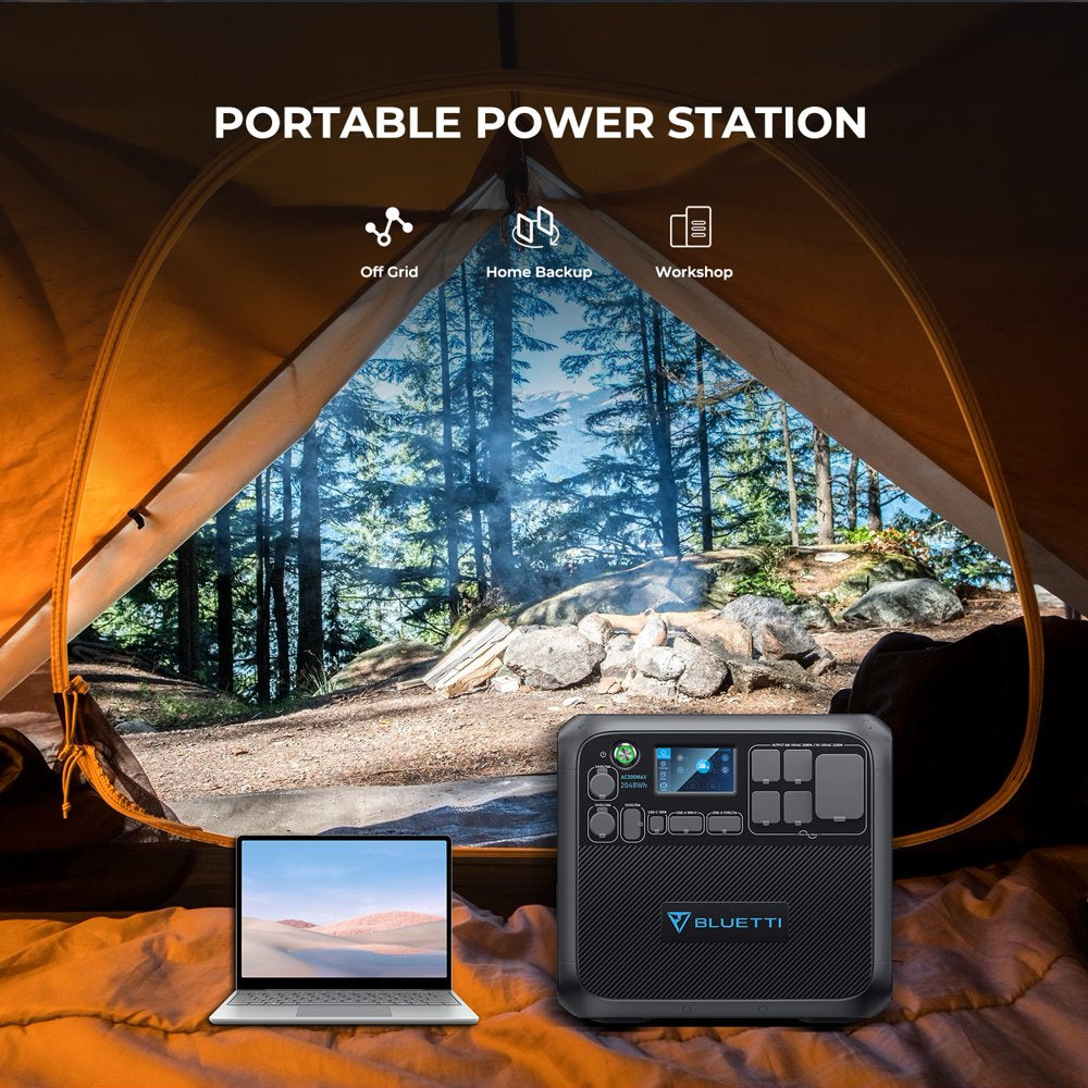 Bluetti AC200MAX Expandable Portable Power Station, 2048Wh 2200W Home Solar Power System, LiFePO4 Solar Generator for RV,Camping