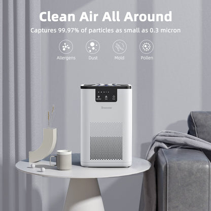 Air Purifier, with H13 True HEPA Filter, Remove 99.9% Smoke Dust Allergies for 300 Sq.Ft