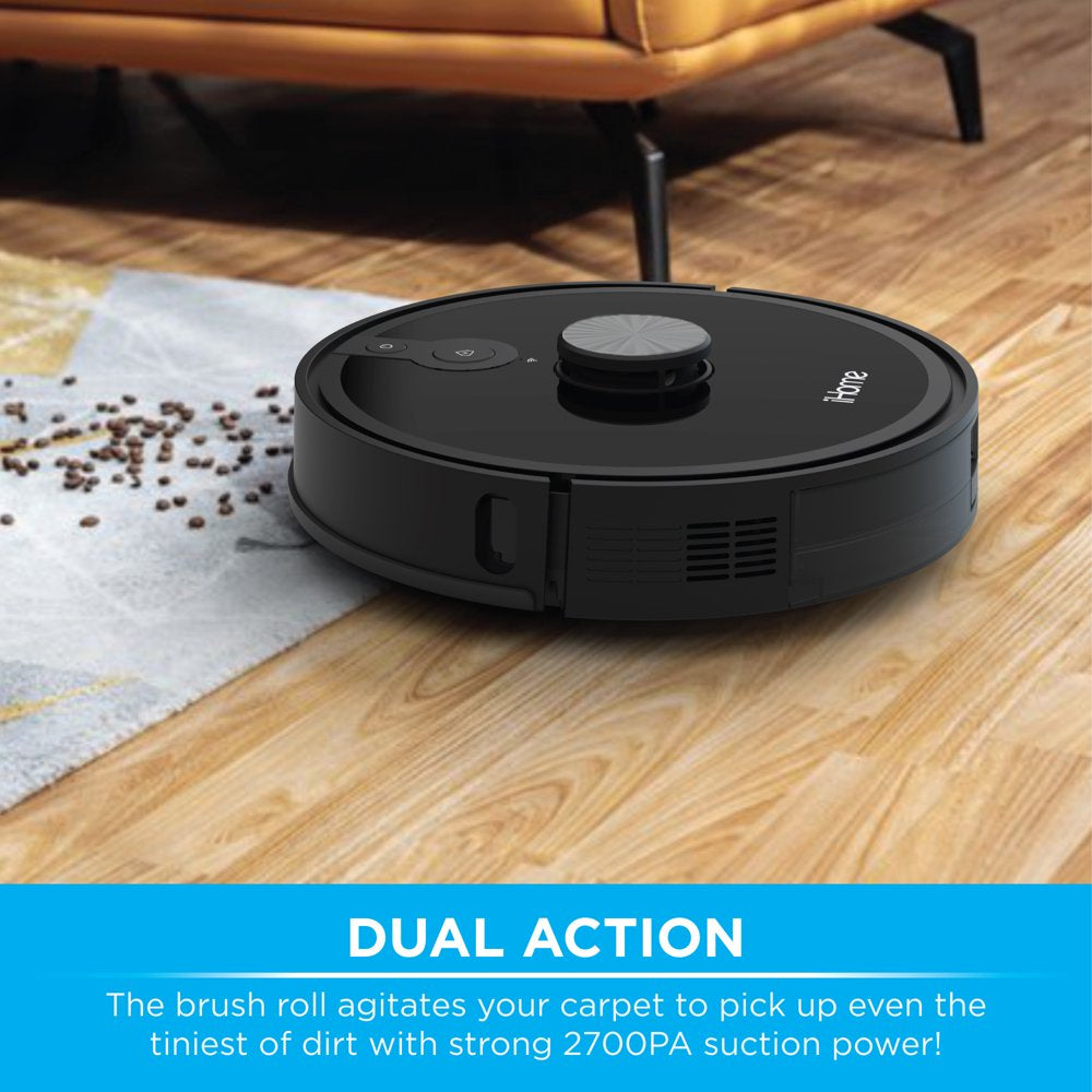 iHome AutoVac Nova S1 Robot Vacuum with LIDAR Navigation, 150 Min Runtime, 2700pa Suction