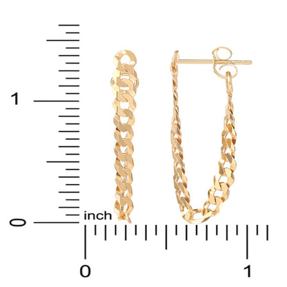  Women’s Gold Plated Sterling Silver Curb Chain Earrings