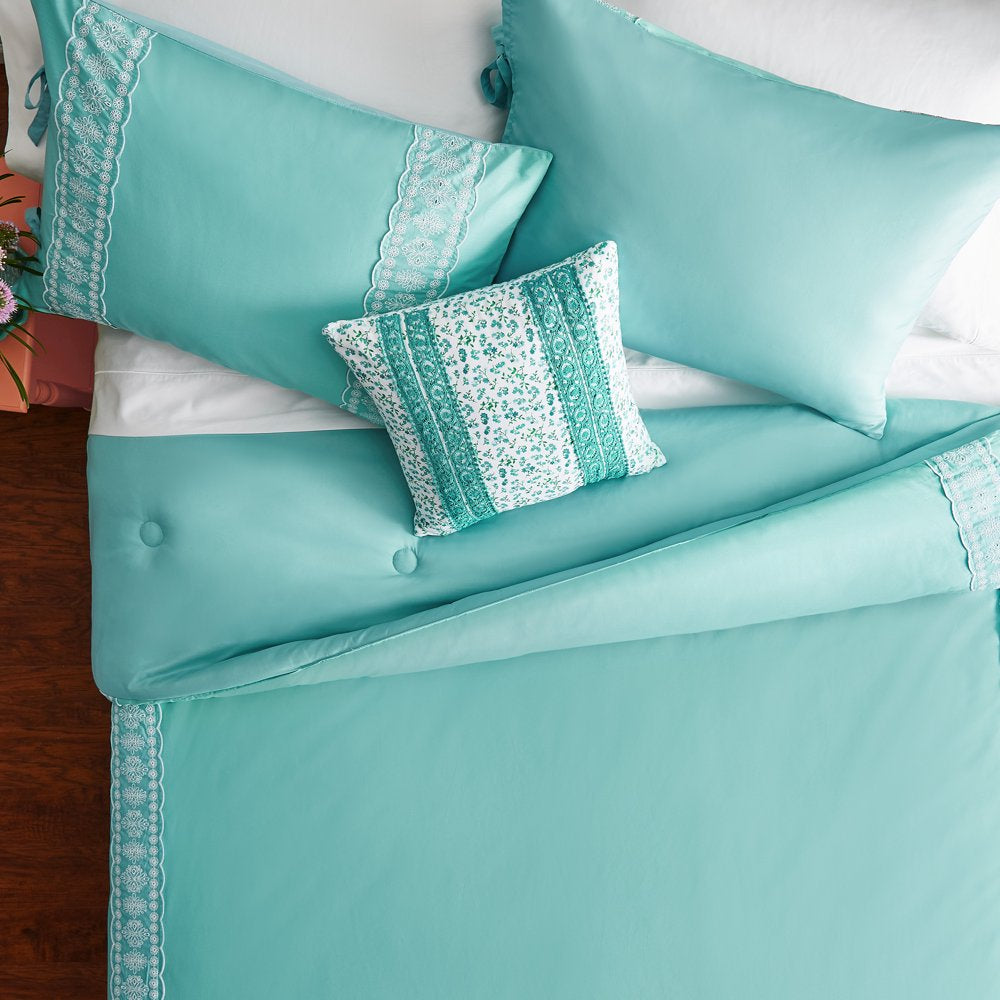 The Pioneer Woman White Cotton Eyelet 4-Piece Comforter Set, Full / Queen