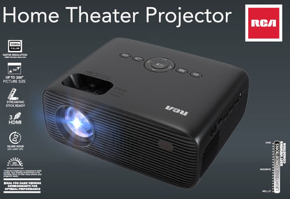 RCA, 1080P LCD Home Theater Projector, 2 lb, Black, RPJ280