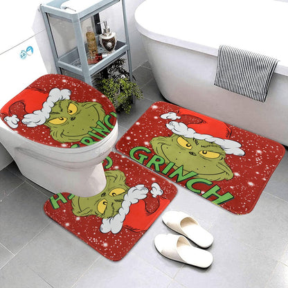 Christmas Shower Curtain Set How The Grinch Stole Christmas Shower Curtain with 12 Hooks Bathroom Set, Holiday Home Decor (72x72 Inch)