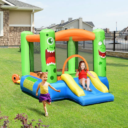 Costway Kids Playing Inflatable Bounce House Jumping Castle Game Fun Slider 480W Blower