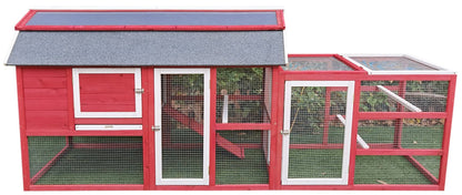 Chicken Coop Outlet Large 102" Wood Backyard Hen House Nesting Box & Run & Cleaning Tray