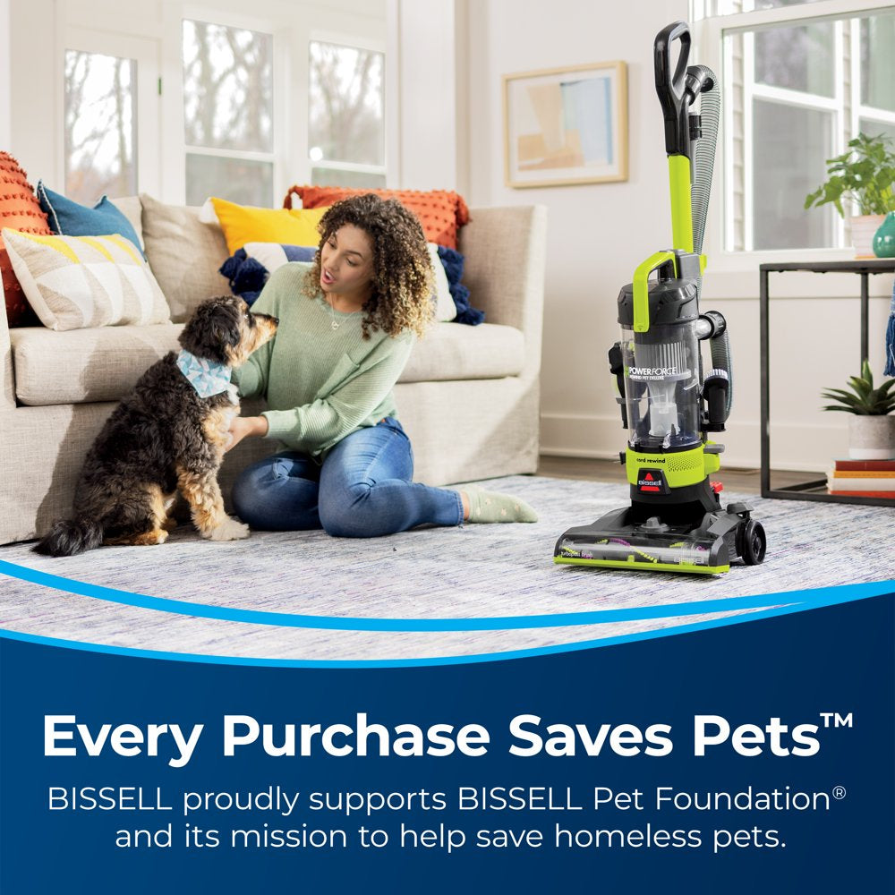 BISSELL Powerforce Helix Rewind Pet Deluxe Upright Vacuum with Live Wand 3335