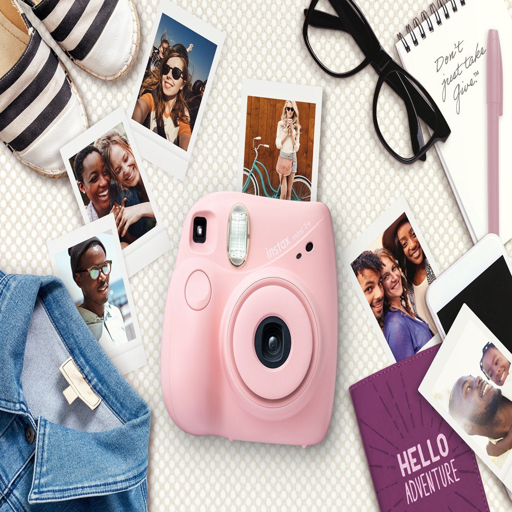 Fujifilm INSTAX Mini 7+ Exclusive Blister Bundle with Bonus Pack of Film (10-pack Mini Film), Light Pink