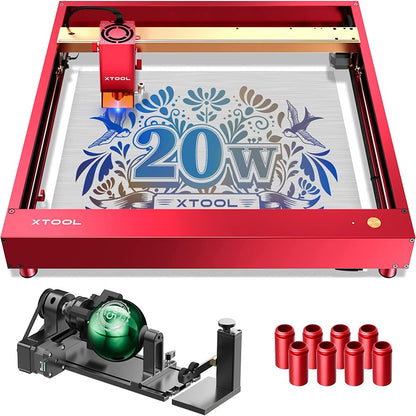 xTool D1 Pro 20w Laser Engraver with RA2 Pro Rotary, 120w Higher Accuracy Diode Laser Cutter and Engraver Machine