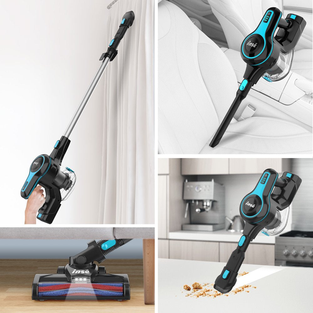 INSE Cordless Vacuum Cleaner, 6 in 1 Powerful Suction Lightweight Stick Vacuum with 2200Mah Rechargeable Battery, up to 45Min Runtime, for Home Furniture Hard Floor Carpet Car Hair