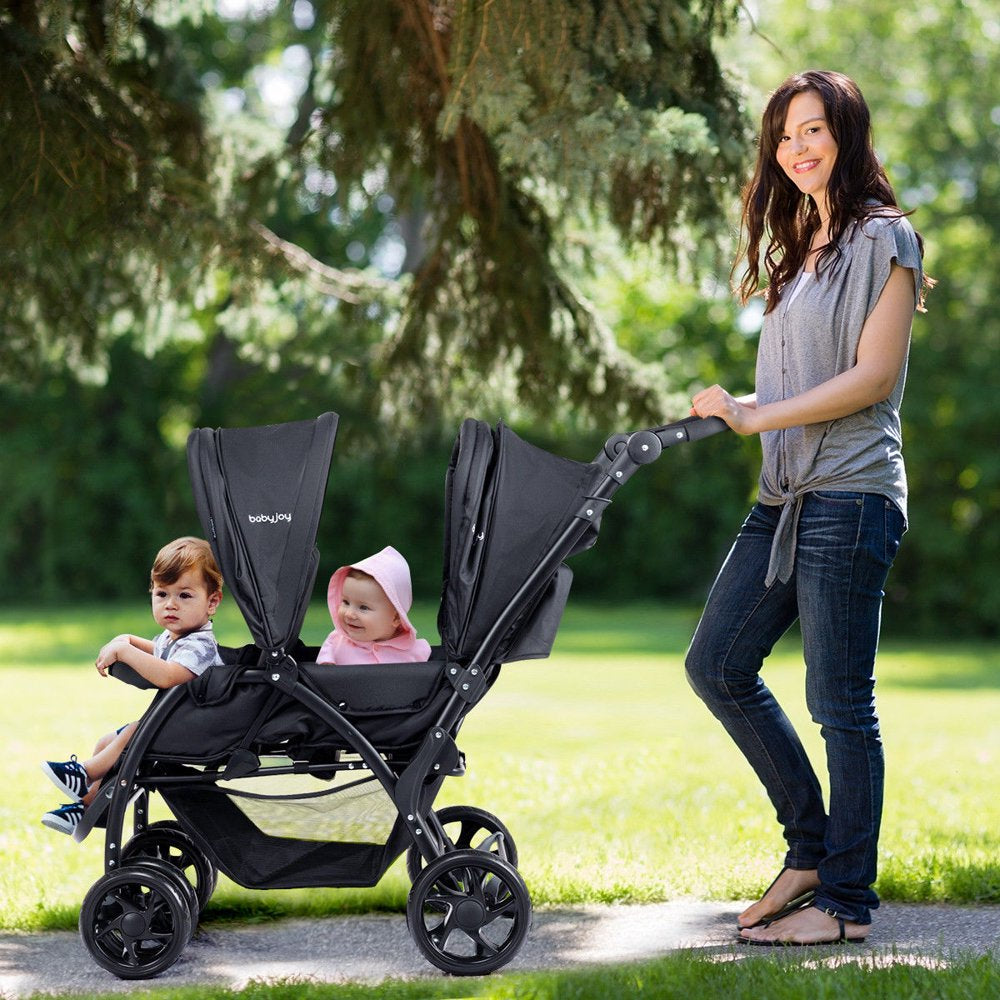 Double Baby Stroller Foldable Twin Lightweight Travel Stroller Infant Pushchair