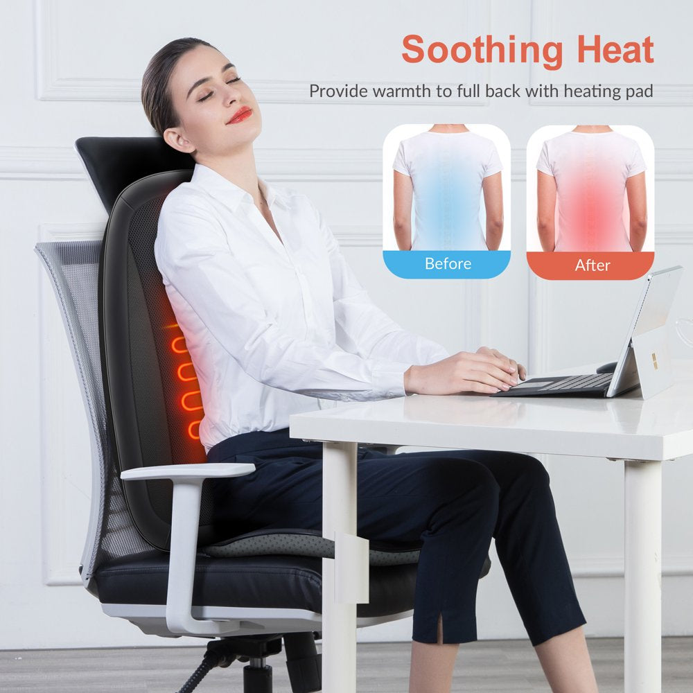 Comfier Shiatsu Back Massager with Heat Deep Tissue Kneading Massage Seat Cushion Electric Chair Pad Black