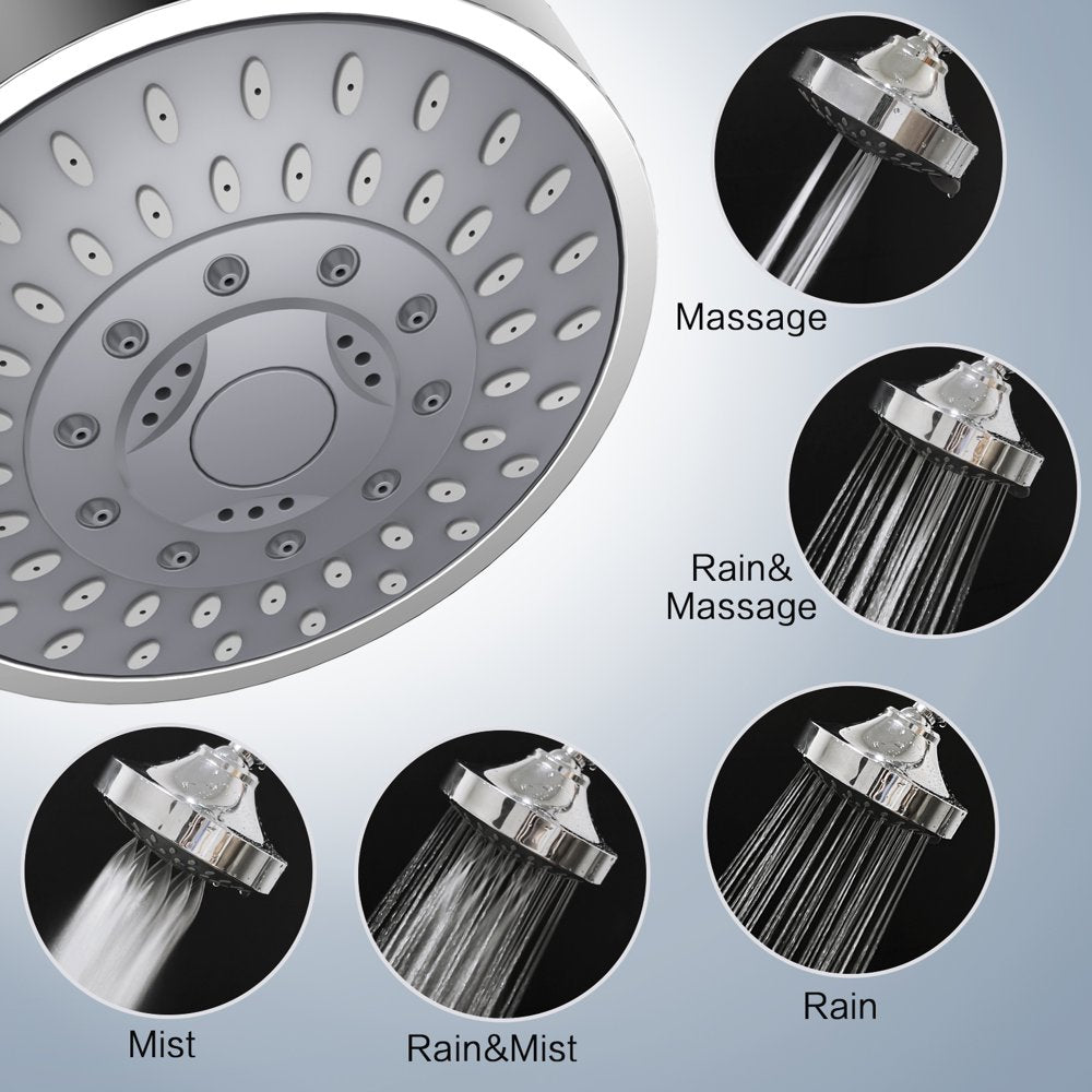 Hopopro Showerhead High Pressure Chrome Shower Head 5 Settings Fixed Showerheads for Bathroom