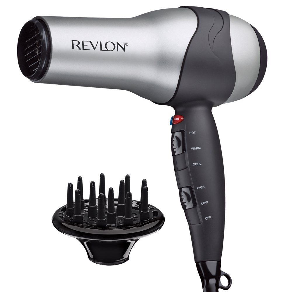 Revlon 1875W Turbo Ceramic + IONIC Hair Dryer, Gray