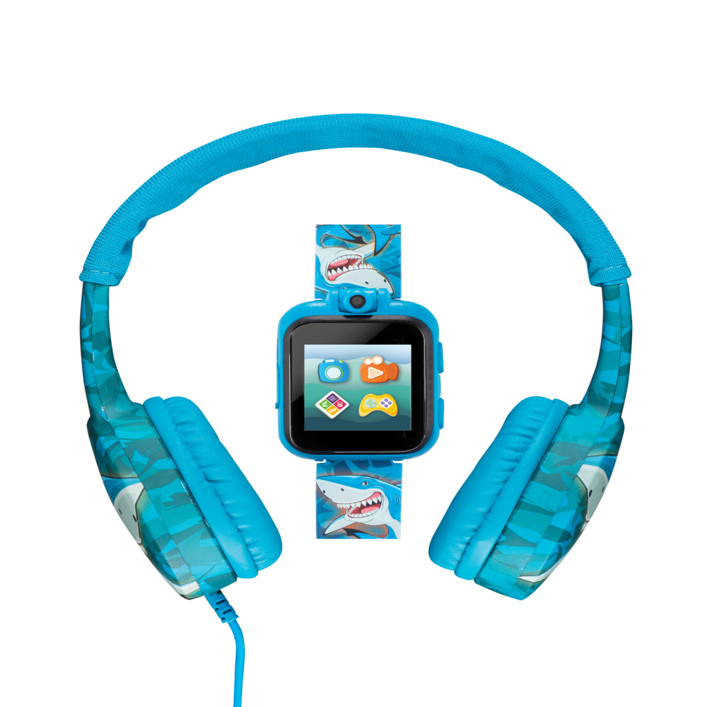 iTech Junior Boys Headphones & Smartwatch Set - Blue Shark 900291M-40-K01
