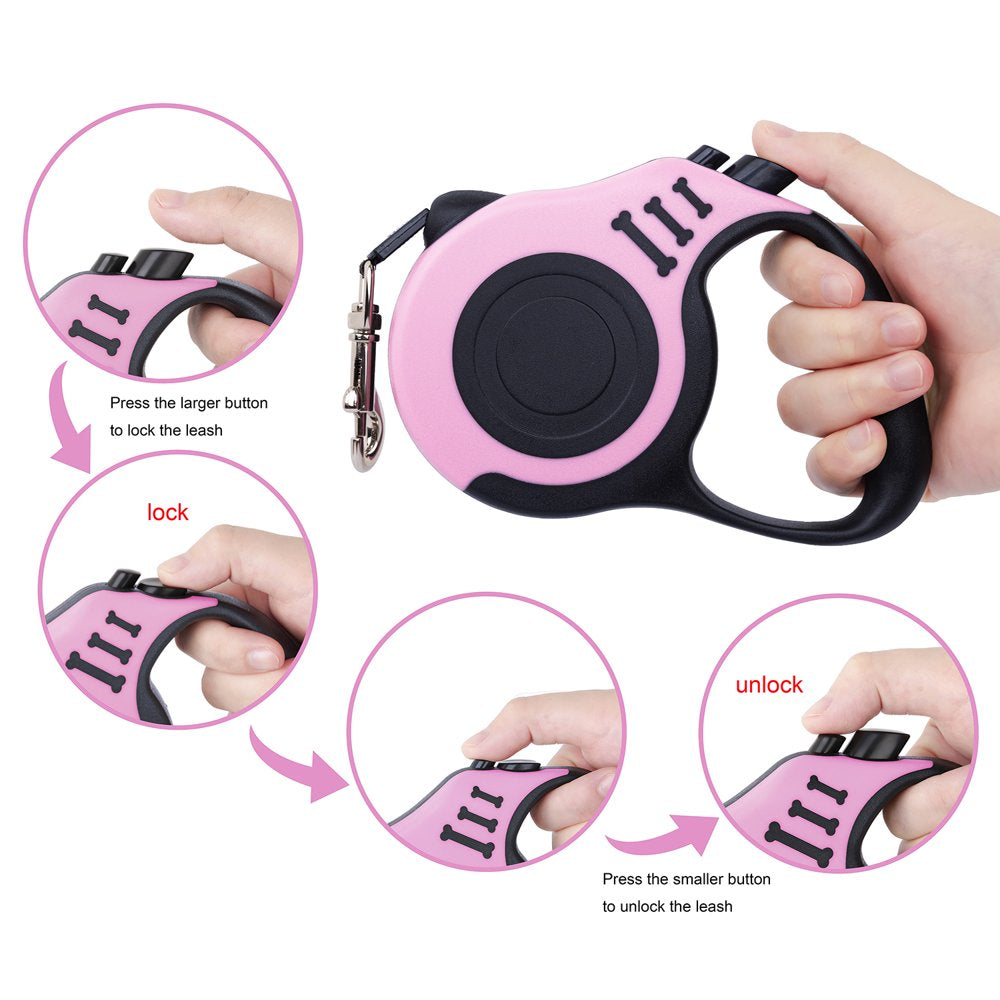 Retractable Dog Leash Lightweight Portative 16FT Leash for Small Medium Dogs(Pink)