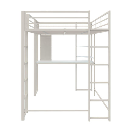 Teen Novogratz Hunter Full Size Metal Loft Bed with Desk, White