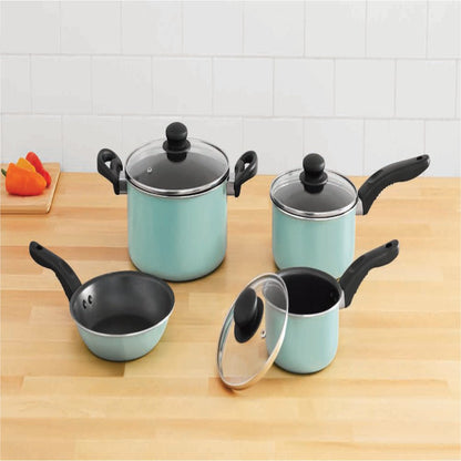 7 Piece Non-Stick Cookware Set Aluminum Mint, Dishwasher Safe