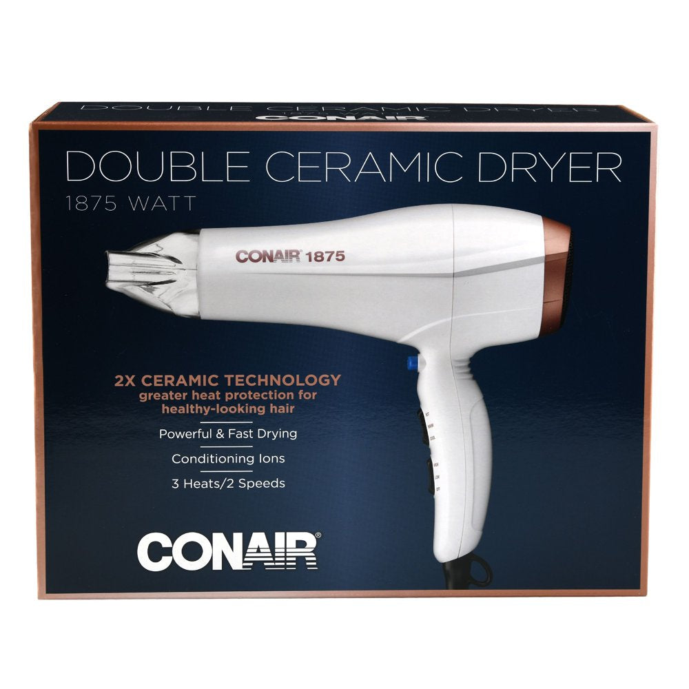 Conair Double Ceramic Technology Hair Dryer with Concentrator, 1875 Watts, Metallic 565DCR