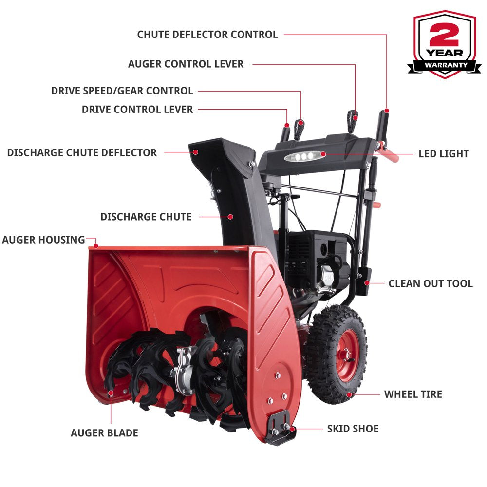 PowerSmart 24 in. Two-Stage Electric Start 212CC Self Propelled Gas Snow Blower