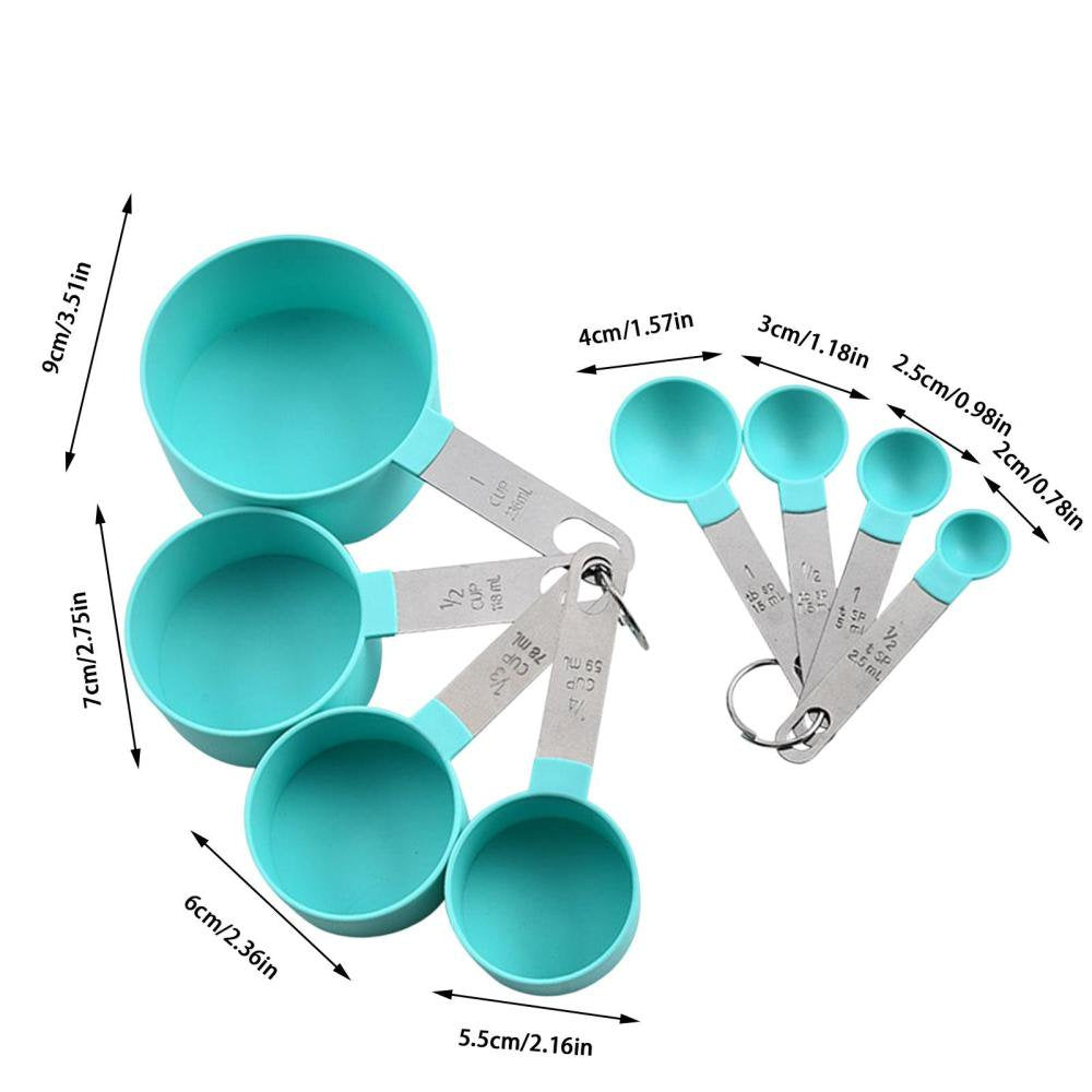 Measuring Cups Spoons Set | Stackable for Dry and Liquid Ingredient, Nesting for Food | Widely Used 8pcs (4 Cups & 4 Spoons) Kitchen Gadgets, Cooking & Baking Essentials