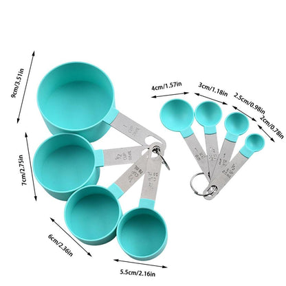 Measuring Cups Spoons Set | Stackable for Dry and Liquid Ingredient, Nesting for Food | Widely Used 8pcs (4 Cups & 4 Spoons) Kitchen Gadgets, Cooking & Baking Essentials