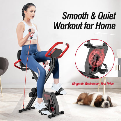 3In1 Foldable Exercise Bike Indoor Cycling Bike Magnetic Stationary Bike Fitness Gym Workout 300Lb