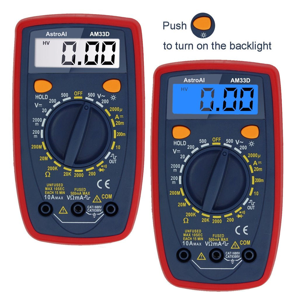 Multimeter Tester, Digital LCD Multimeter 2000 Counts, AstroAI Electrical Tester Meter, Voltmeter for Gift