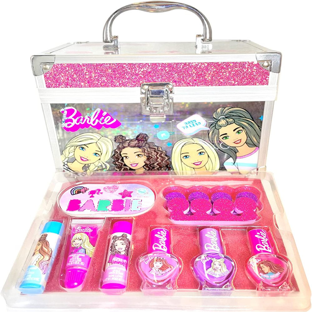 Barbie - Townley Girl Kids' Makeup Set With Train Case for Ages 3+