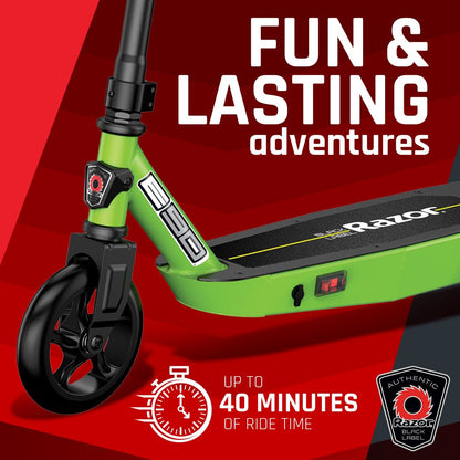 Razor Black Label E90 Electric Scooter - Green, for Kids Ages 8+ and up to 120 lbs, up to 10 mph