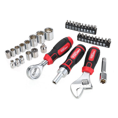 38 Piece Multi-Size Stubby Wrench and Socket Set For Home Use