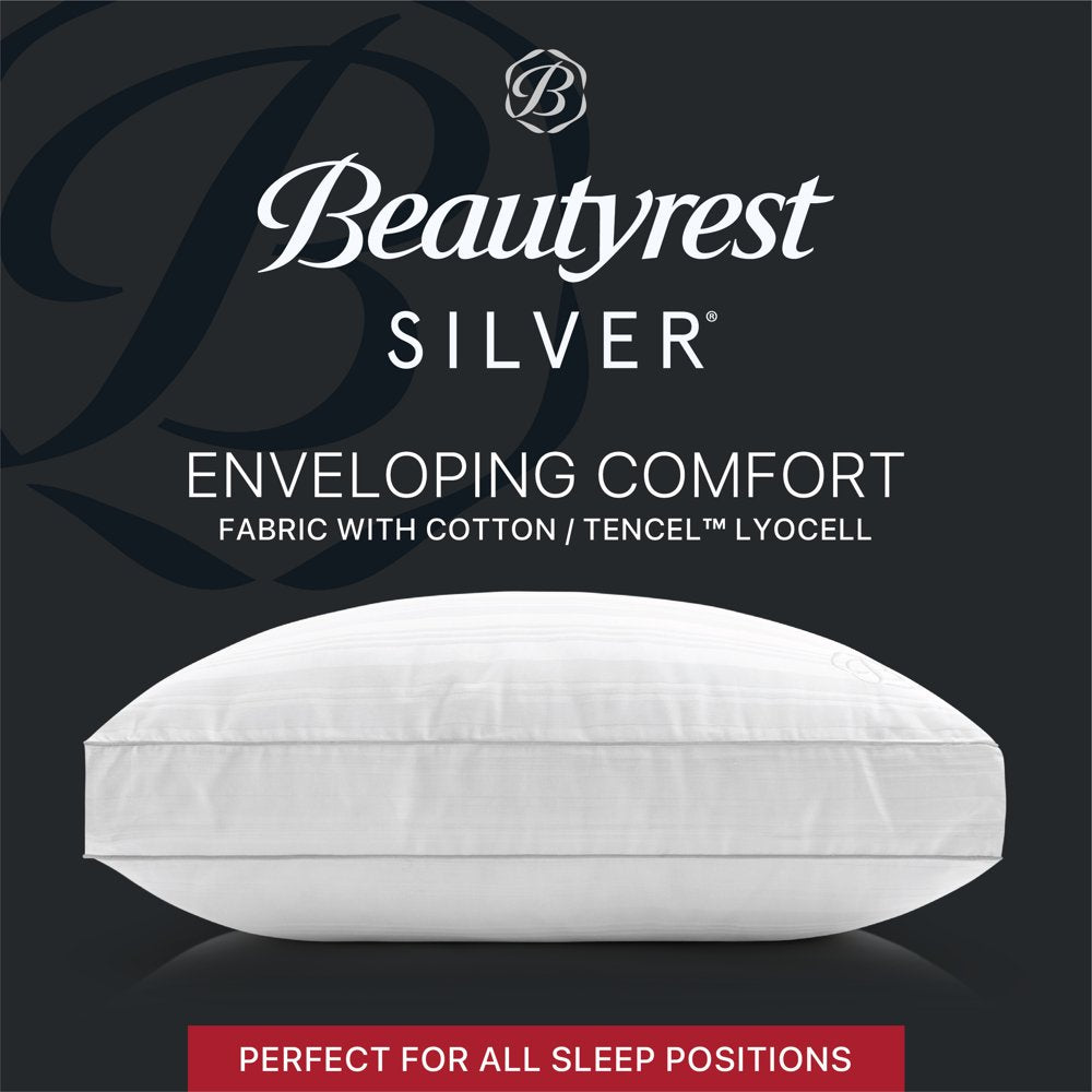 Beautyrest Silver Enveloping Comfort Down Alternative Bed Pillow with Cotton Tencel Lyocell Cover, Standard/Queen