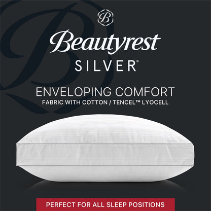 Beautyrest Silver Enveloping Comfort Down Alternative Bed Pillow with Cotton Tencel Lyocell Cover, Standard/Queen