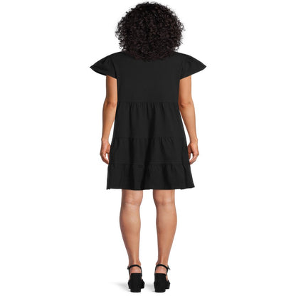  Women'S Short Sleeve Tiered Knit Dress