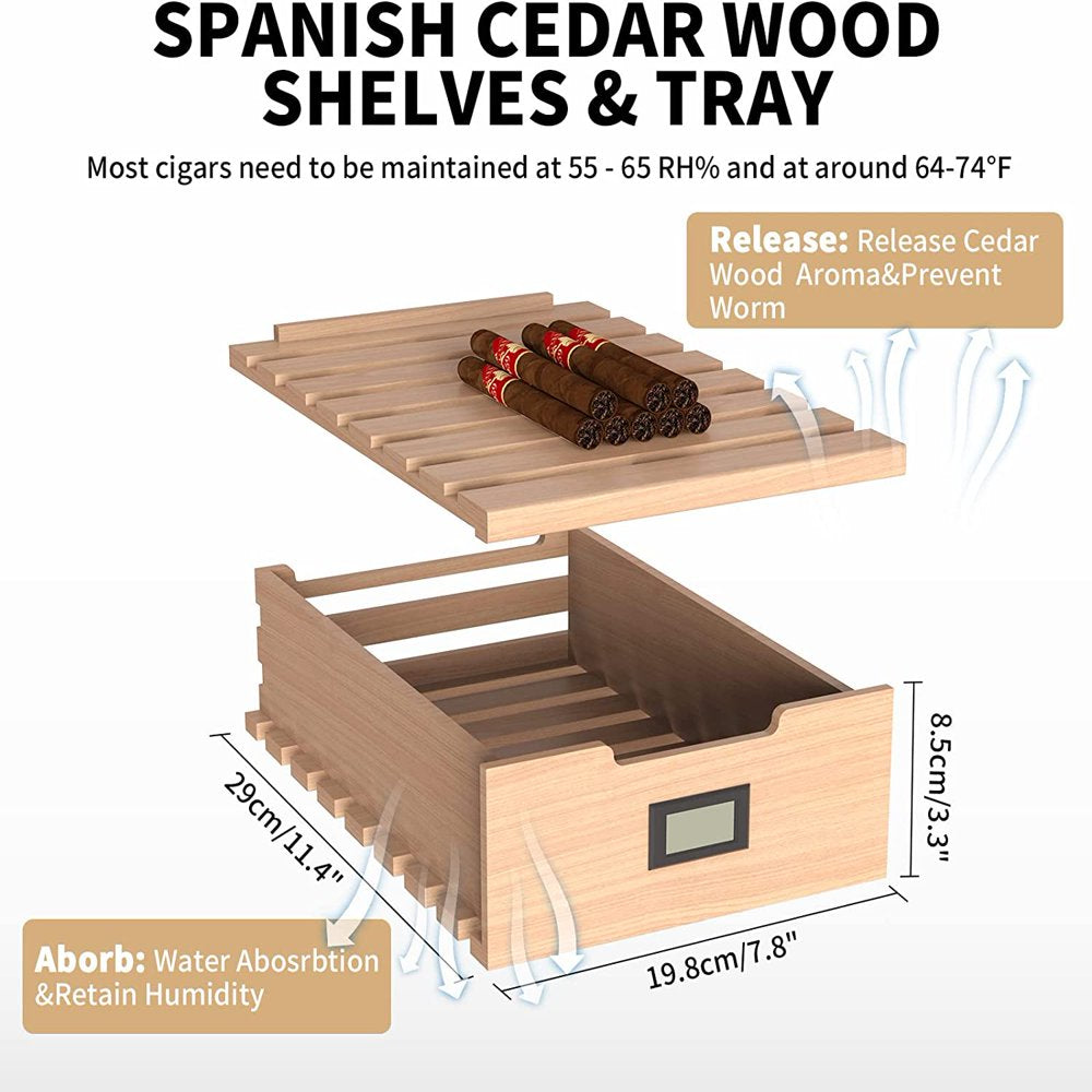 NEEDONE 23L Electric Cigar Humidor for 150 Counts, With Cooling & Humidity Control System,With Spanish Cedar Wood Shelves,Gifts for Men