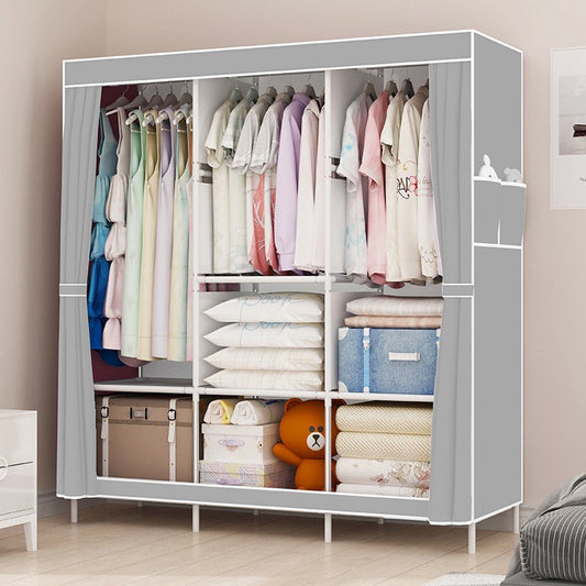 Clothes Organizer with 3 Hanging Rod Closet Organizer with Shelf Portable Closet with Cover Clothes Rack Standing Closet Clothes Storage Wardrobe Garment Cabinet 50x17x67inch