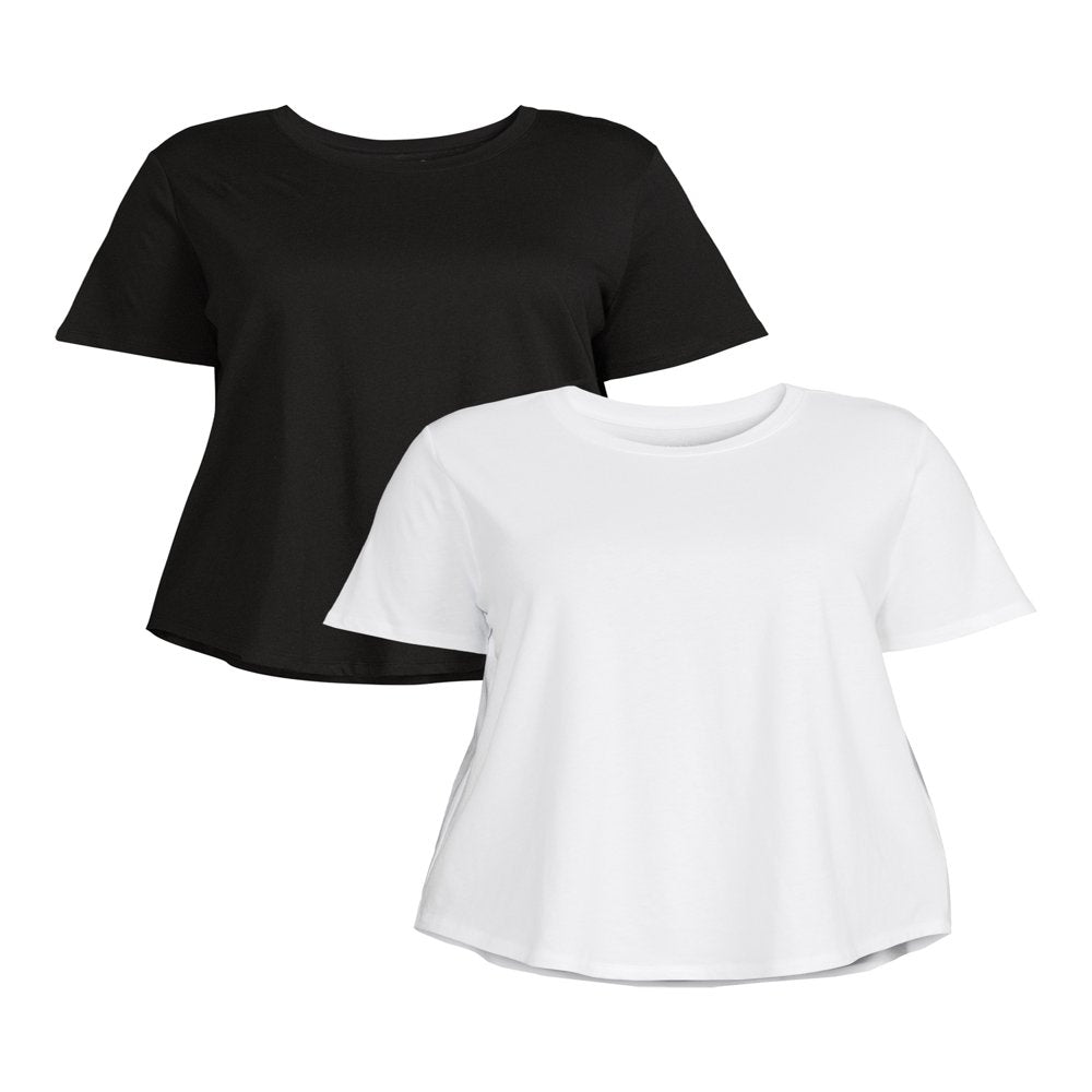 Women'S plus Size Short Sleeve Crewneck T-Shirts, 2-Pack