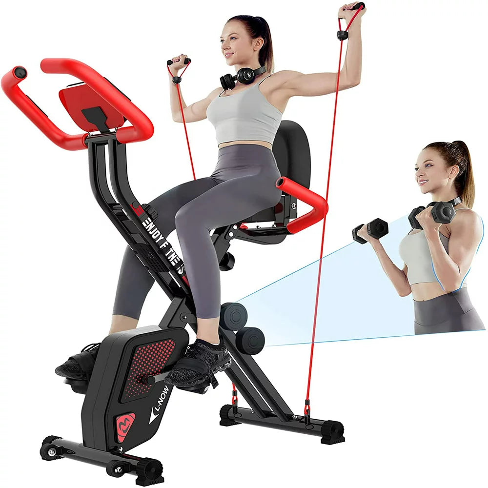 3In1 Foldable Exercise Bike Indoor Cycling Bike Magnetic Stationary Bike Fitness Gym Workout 300Lb