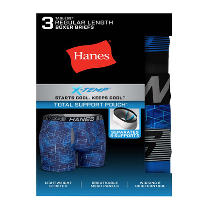 Hanes X-Temp Total Support Pouch Men's Boxer Briefs, Anti-Chafing Underwear, 3-Pack