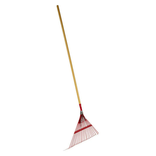 Emsco Group 2850 22.5" Fan Spring Metal Leaf Rake, 48" Wooden Handle