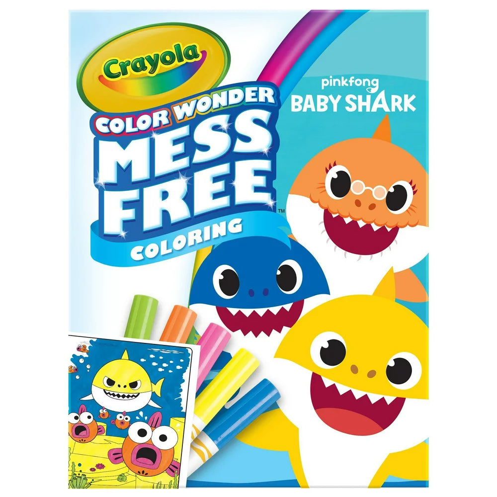 Crayola Color Wonder Mess Free Baby Shark Coloring Set, Toddler School Supplies, 23 Pcs, Beginner Unisex Child