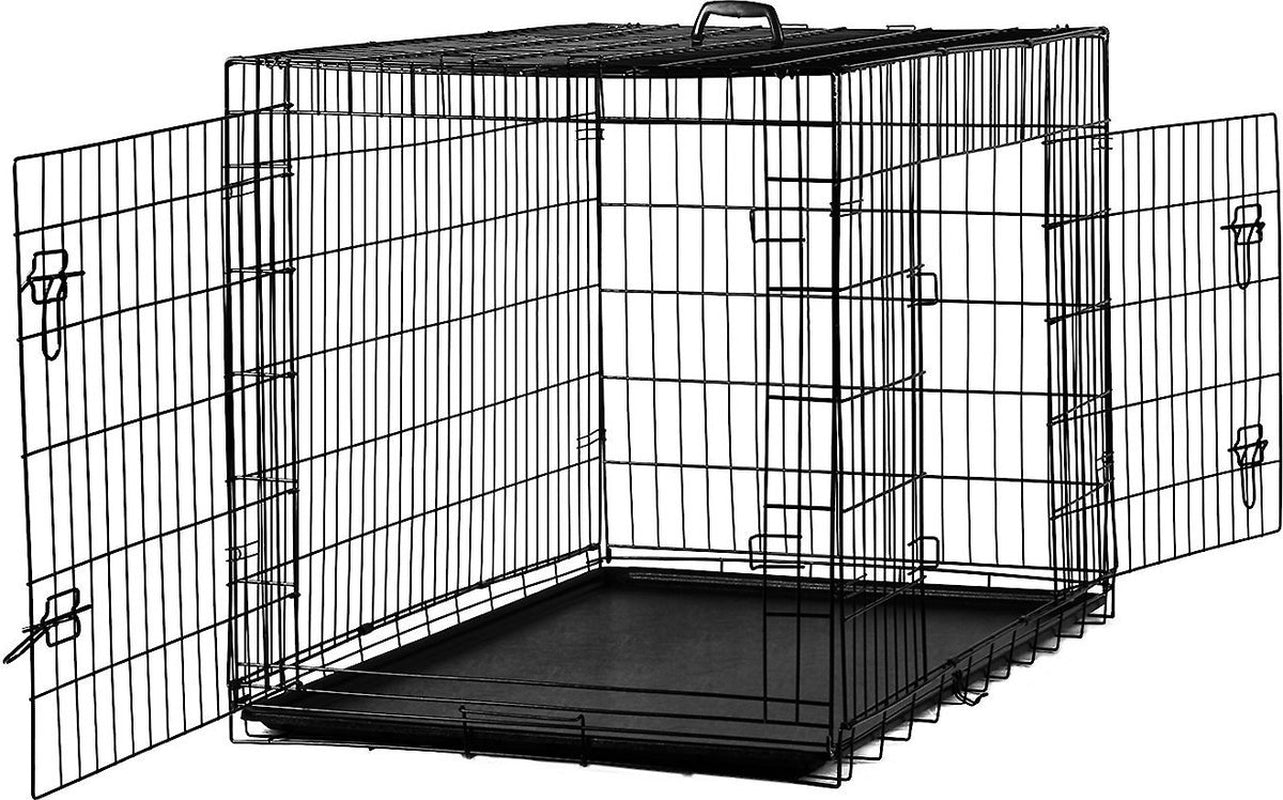 Paws & Pals Heavy Duty Foldable Double Door Dog Crate with Divider and Removable Tray (36-inch) (Medium)